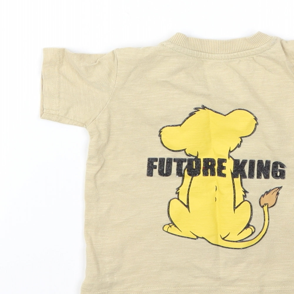 Primark Boys Beige Animal Print  Basic T-Shirt Size 6-9 Months