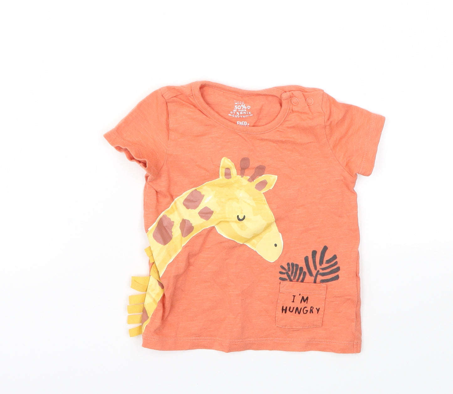 F&F Boys Orange Animal Print  Basic T-Shirt Size 6-9 Months