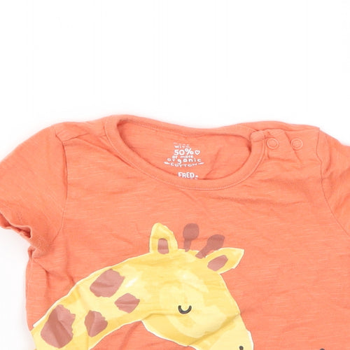 F&F Boys Orange Animal Print  Basic T-Shirt Size 6-9 Months