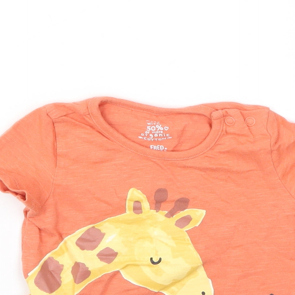 F&F Boys Orange Animal Print  Basic T-Shirt Size 6-9 Months