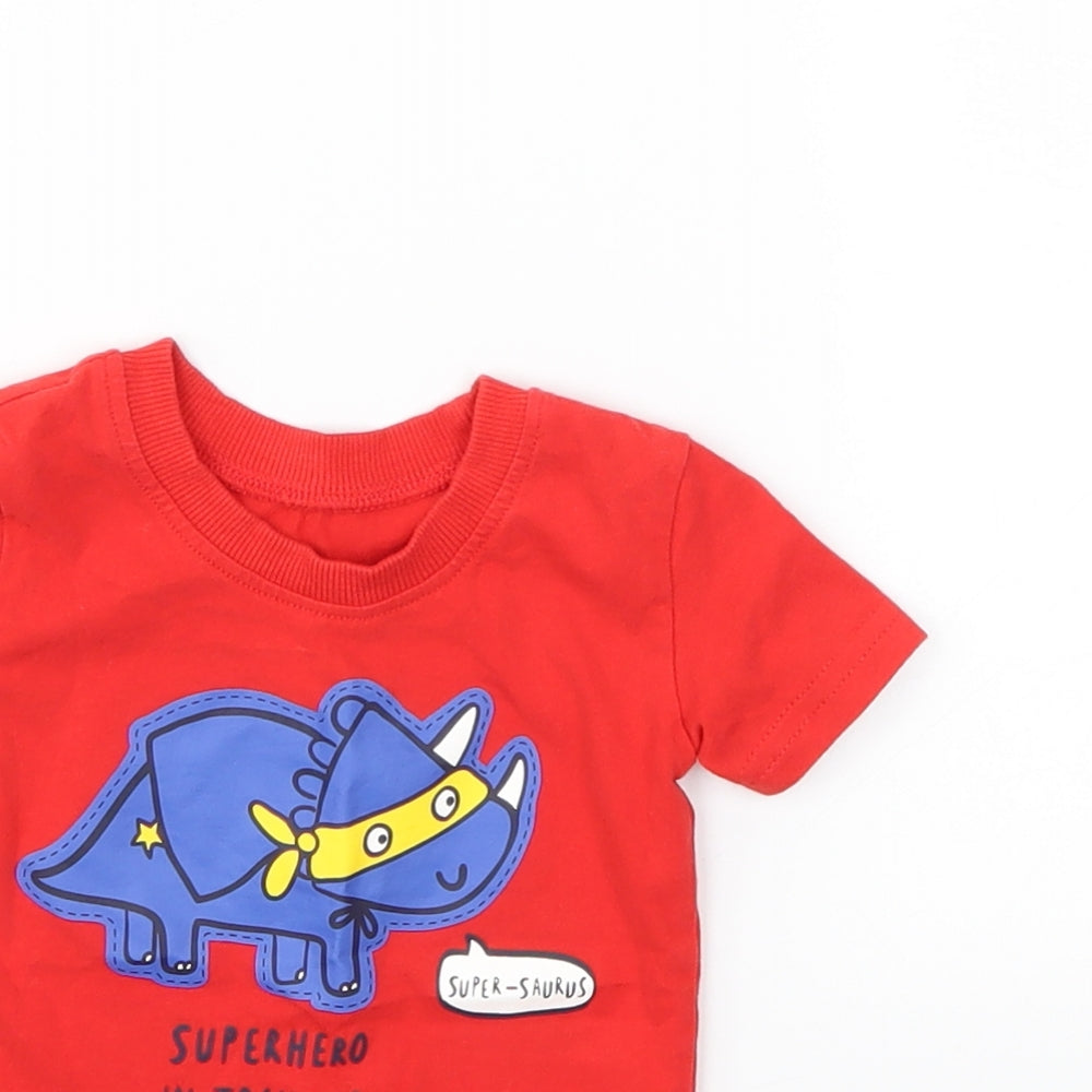 George Boys Red Animal Print  Basic T-Shirt Size 3-6 Months