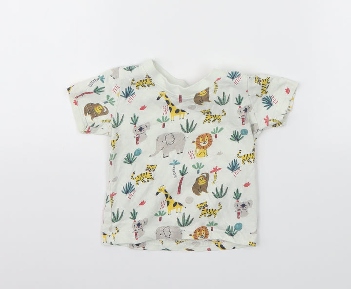 Primark Boys Multicoloured Animal Print Basic T-Shirt Size 3-6 Months