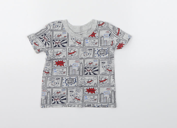 George Boys Grey Animal Print Basic T-Shirt Size 3-6 Months