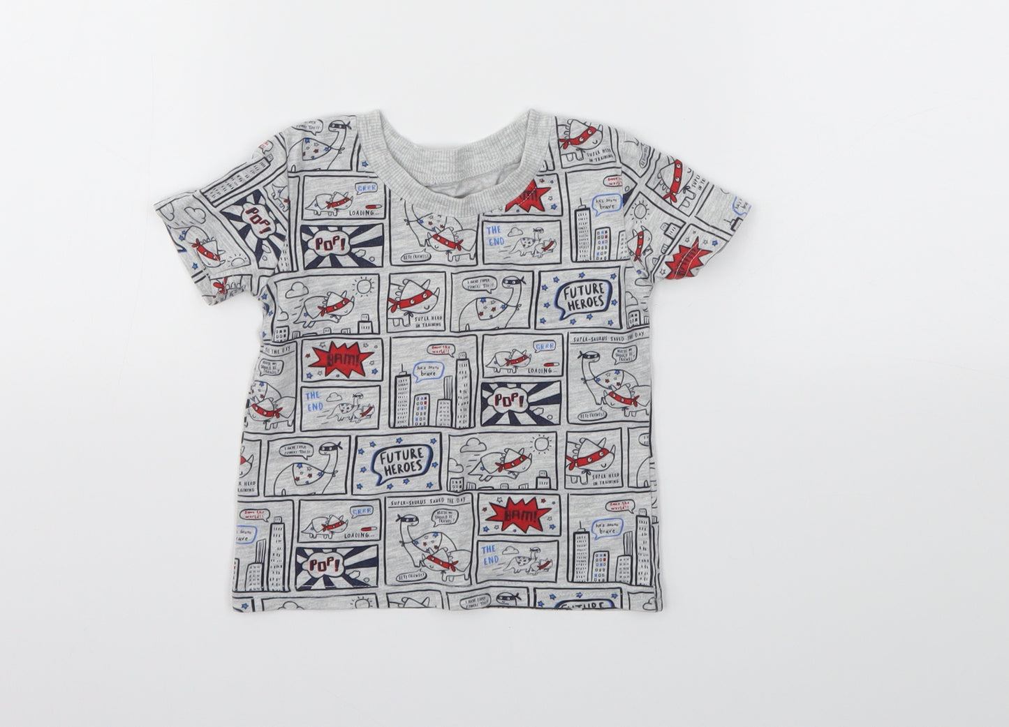 George Boys Grey Animal Print  Basic T-Shirt Size 3-6 Months