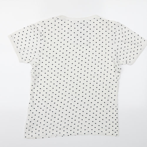 Brave Soul Mens White Polka Dot   T-Shirt Size S