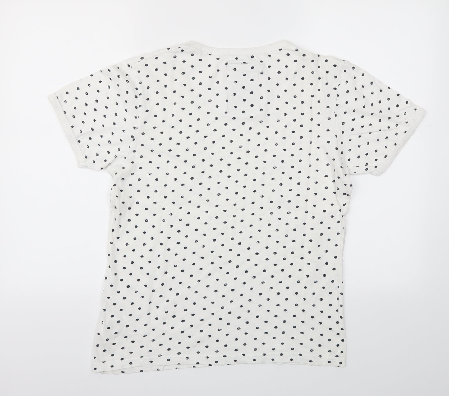 Brave Soul Mens White Polka Dot   T-Shirt Size S