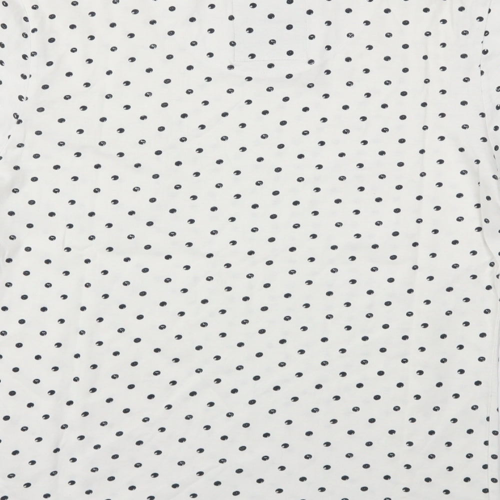 Brave Soul Mens White Polka Dot   T-Shirt Size S