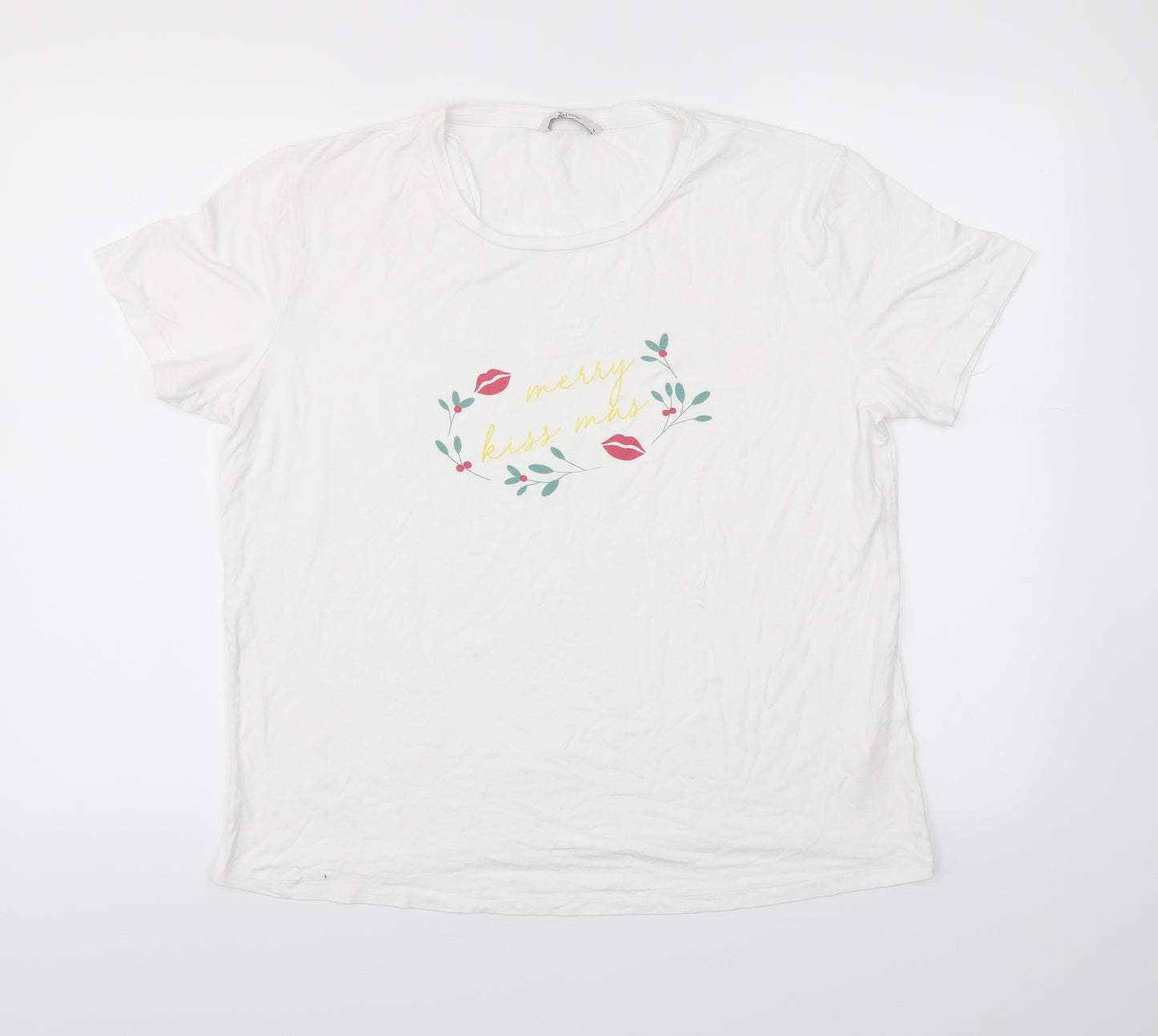 TU Womens White Floral  Basic T-Shirt Size 14