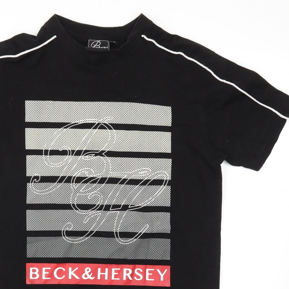 BACK&HERSEY Mens Black    T-Shirt Size S