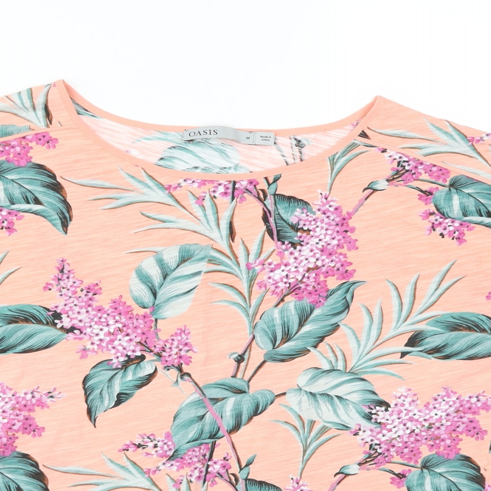 Oasis Womens Pink Floral  Basic T-Shirt Size M