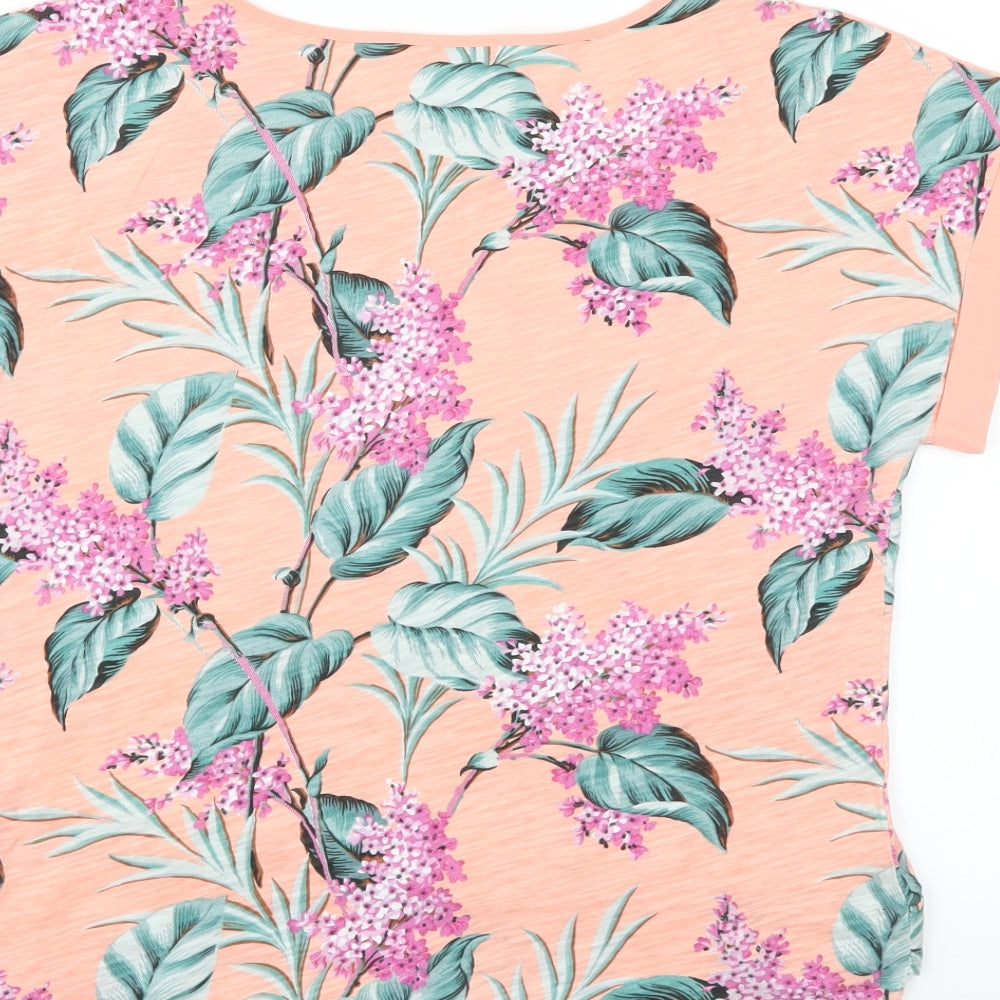 Oasis Womens Pink Floral  Basic T-Shirt Size M