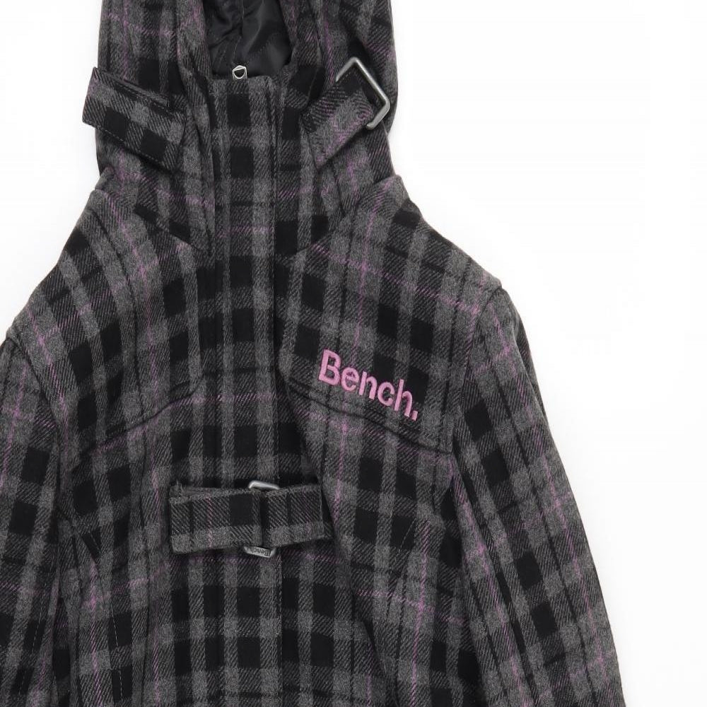 Bench Womens Black Check  Jacket Coat Size M
