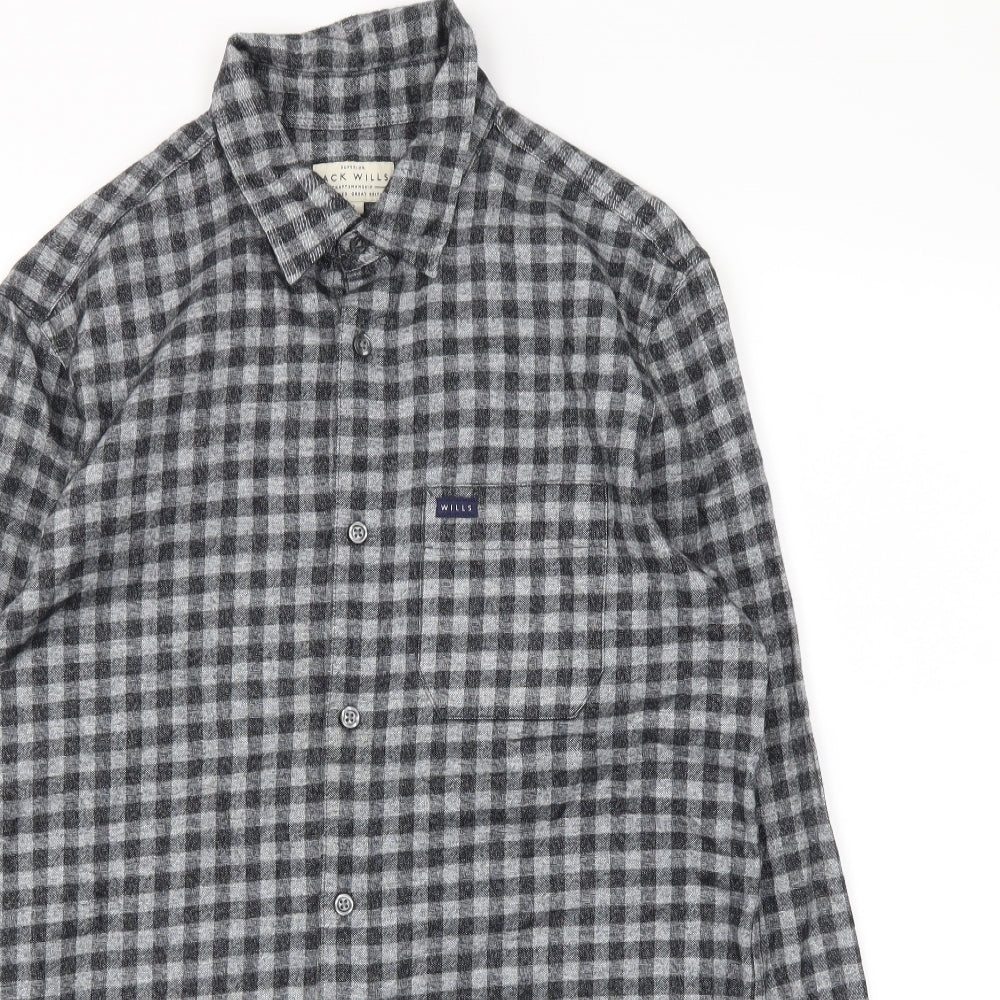 Jack Wills Mens Black Check   T-Shirt Size S