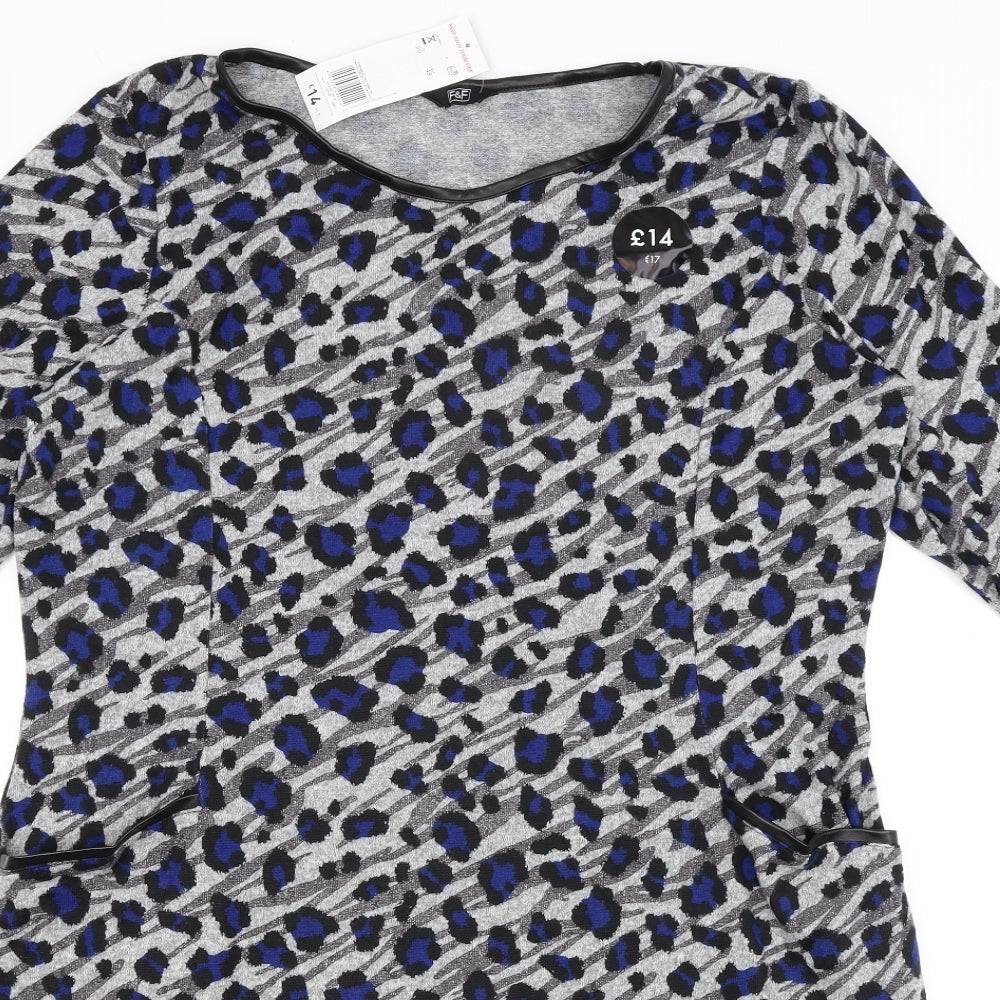 F&F Womens Grey Animal Print  Bodycon  Size 20