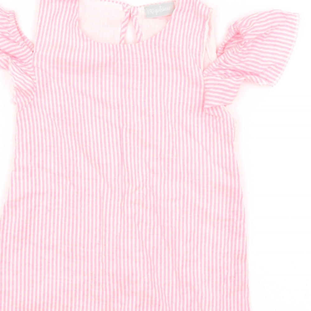 Matalan Girls Pink Striped  A-Line  Size 6 Years