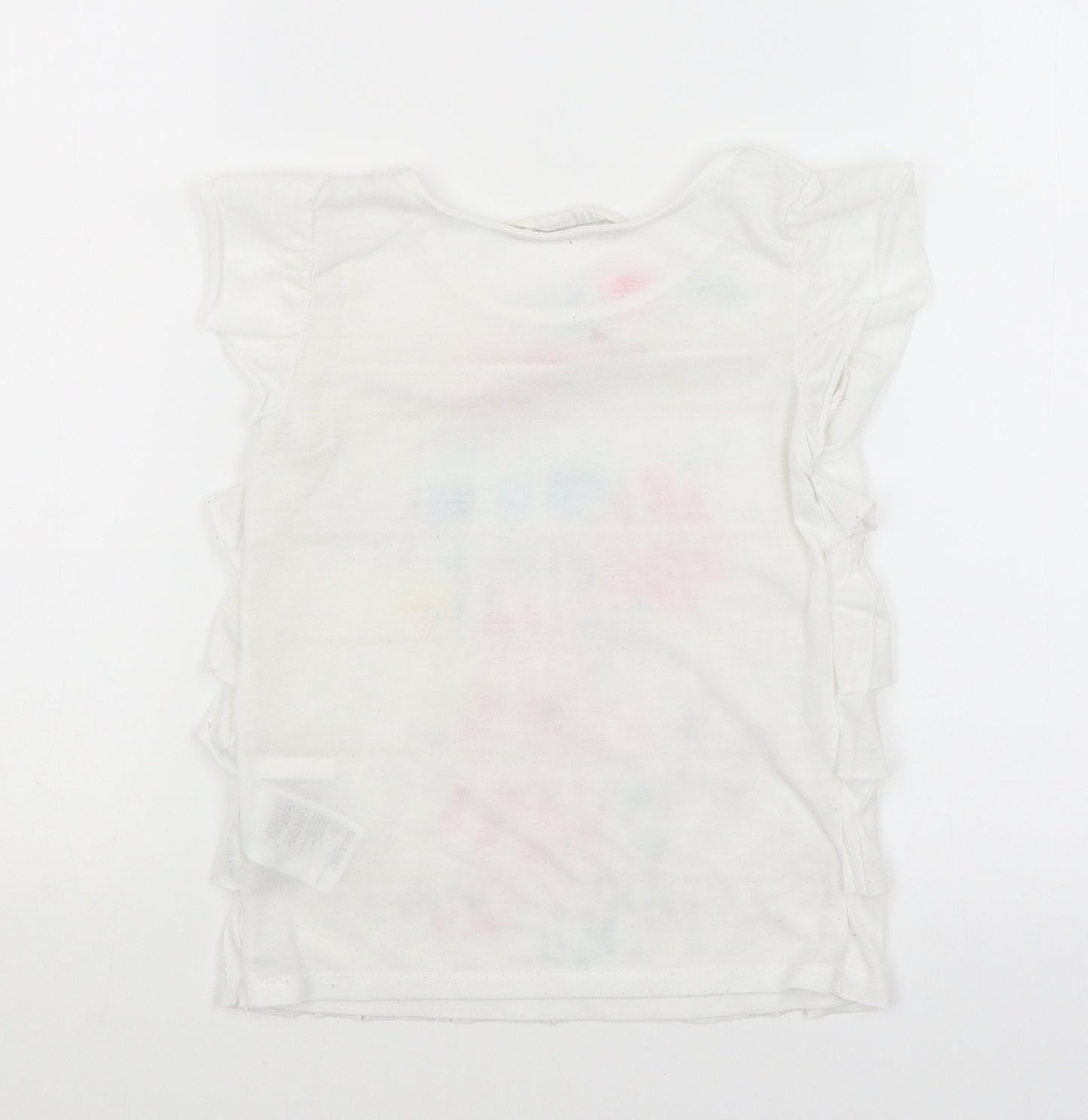 H&M Girls White Floral  Basic T-Shirt Size 5-6 Years