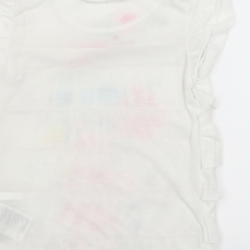 H&M Girls White Floral  Basic T-Shirt Size 5-6 Years