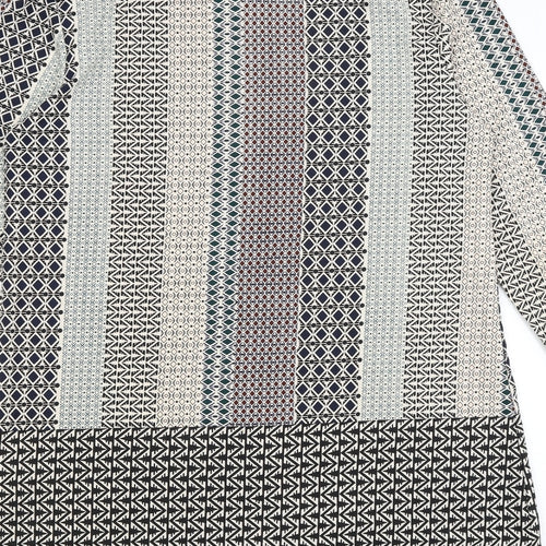 Boohoo Womens Black Geometric  Basic Button-Up Size 12