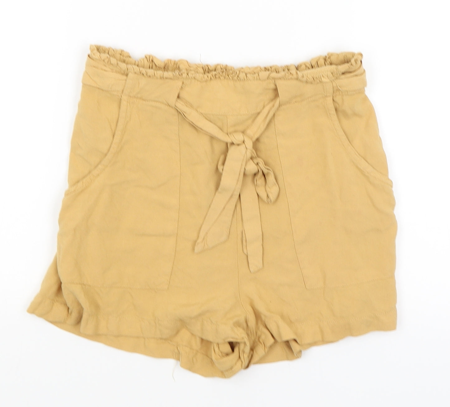 Primark Womens Yellow   Paperbag Shorts Size 8