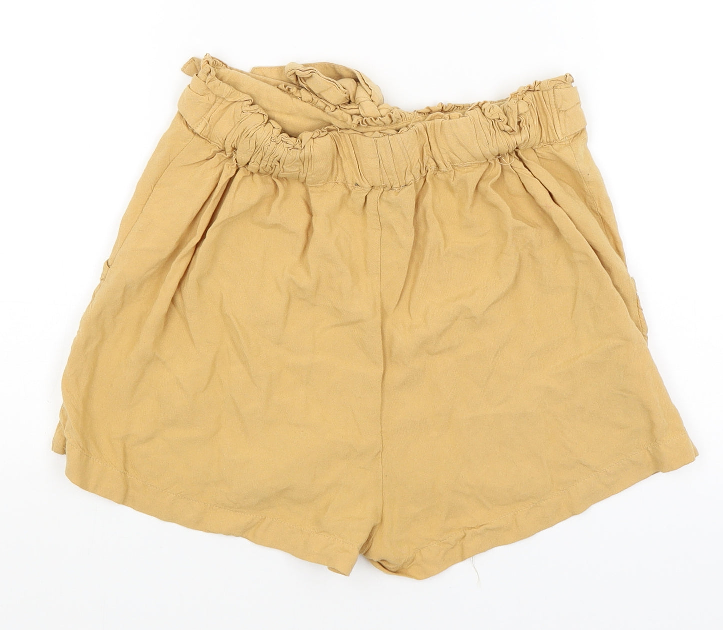 Primark Womens Yellow   Paperbag Shorts Size 8