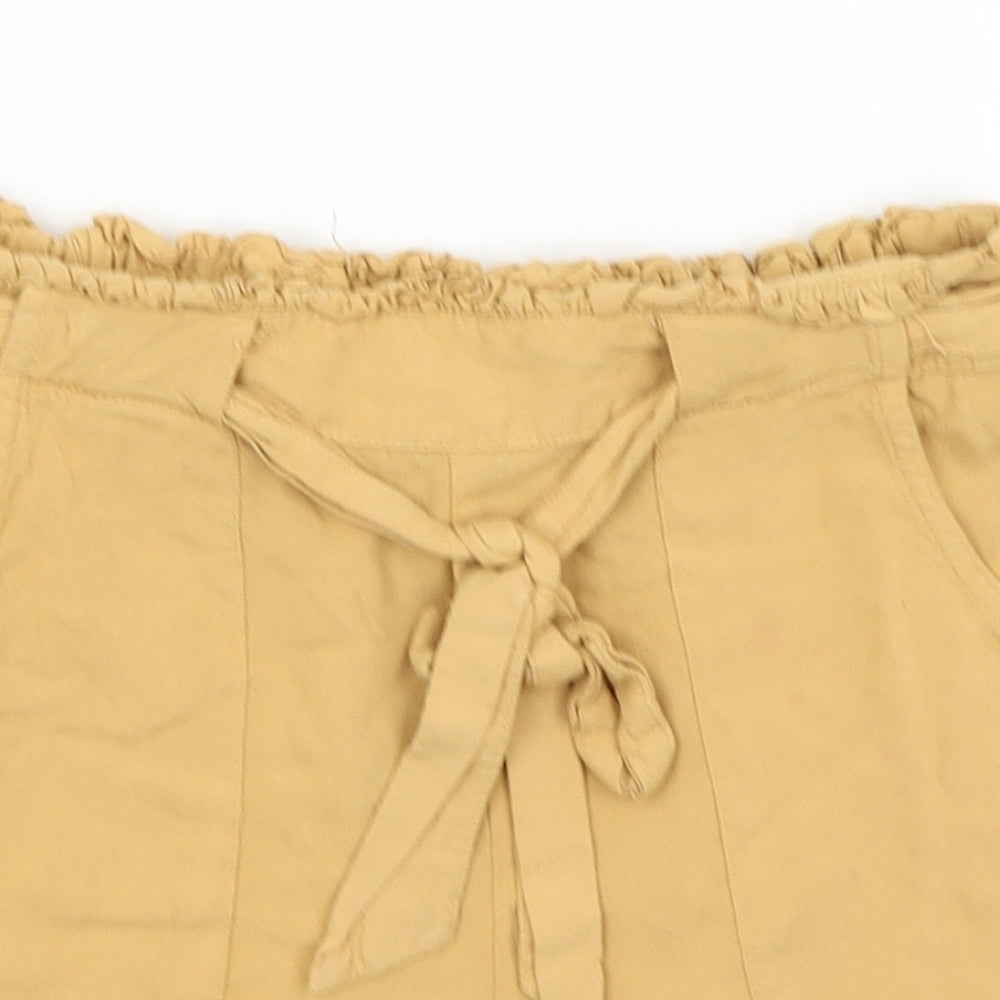 Primark Womens Yellow   Paperbag Shorts Size 8