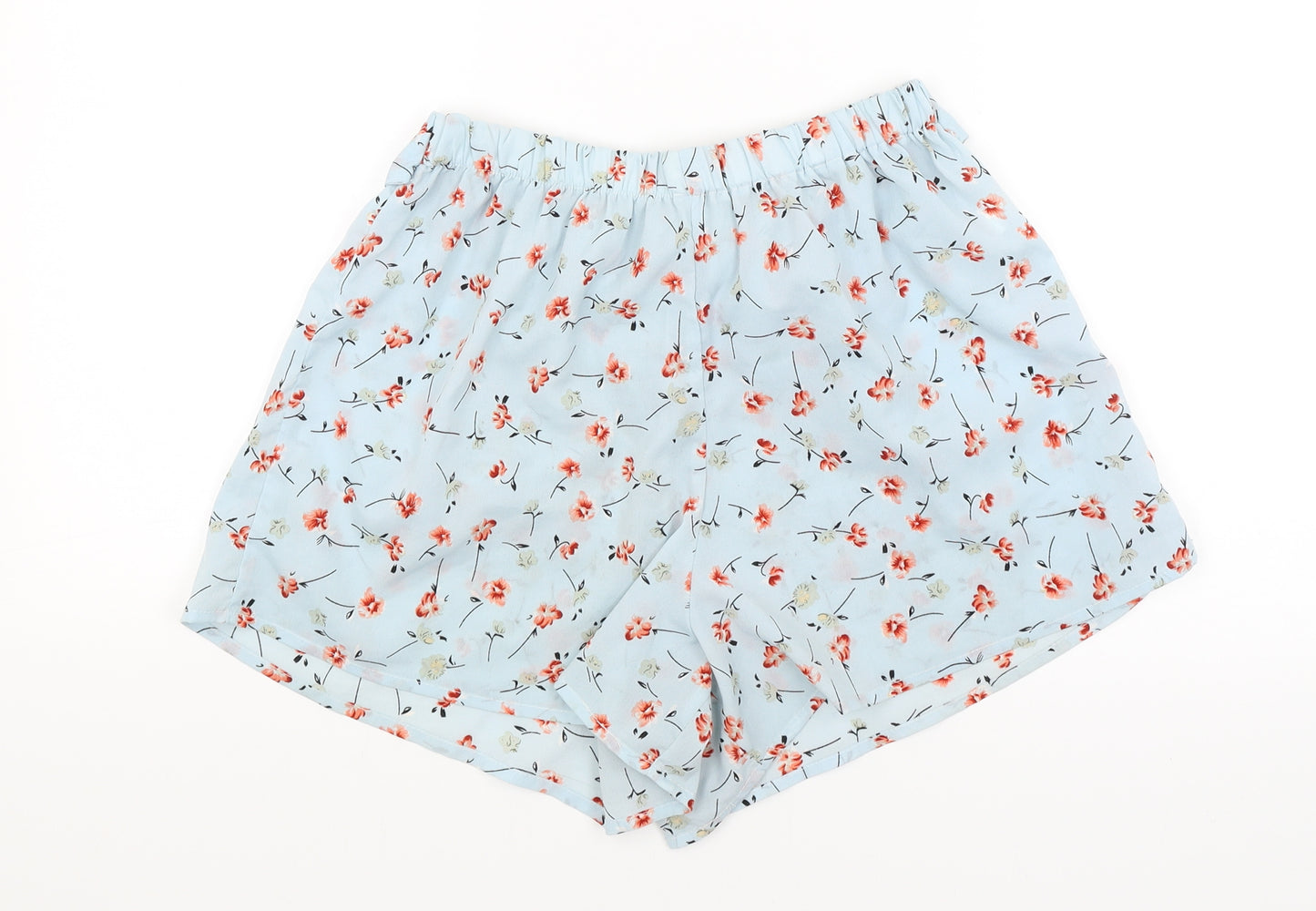 SheIn Womens Blue Floral  Paperbag Shorts Size S