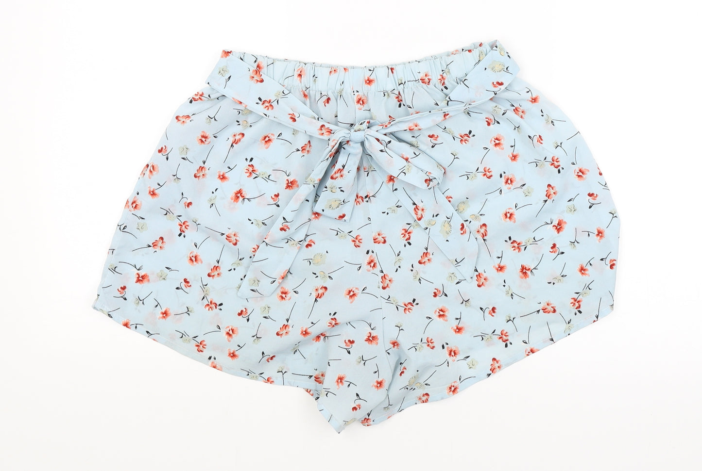 SheIn Womens Blue Floral  Paperbag Shorts Size S