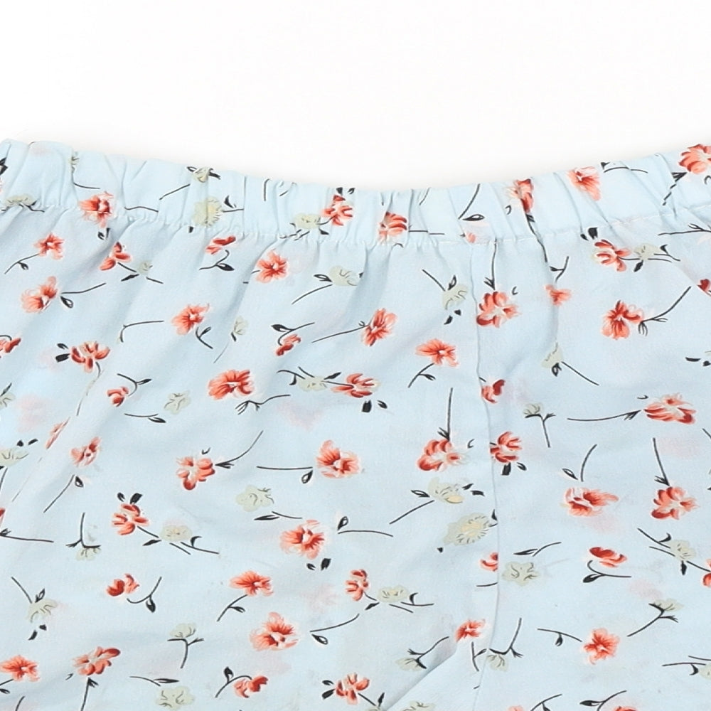 SheIn Womens Blue Floral  Paperbag Shorts Size S