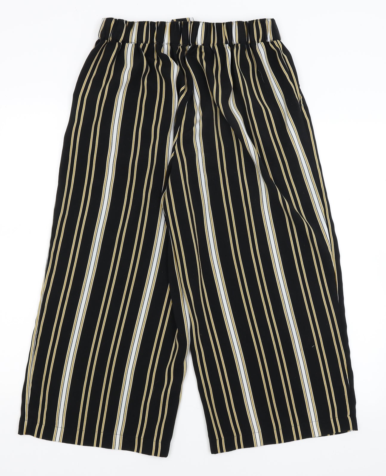 New Look Womens Black Striped  Cropped Trousers Size 14 L21 in