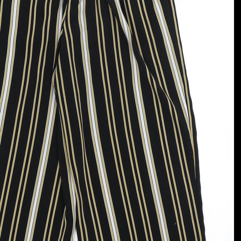 New Look Womens Black Striped  Cropped Trousers Size 14 L21 in