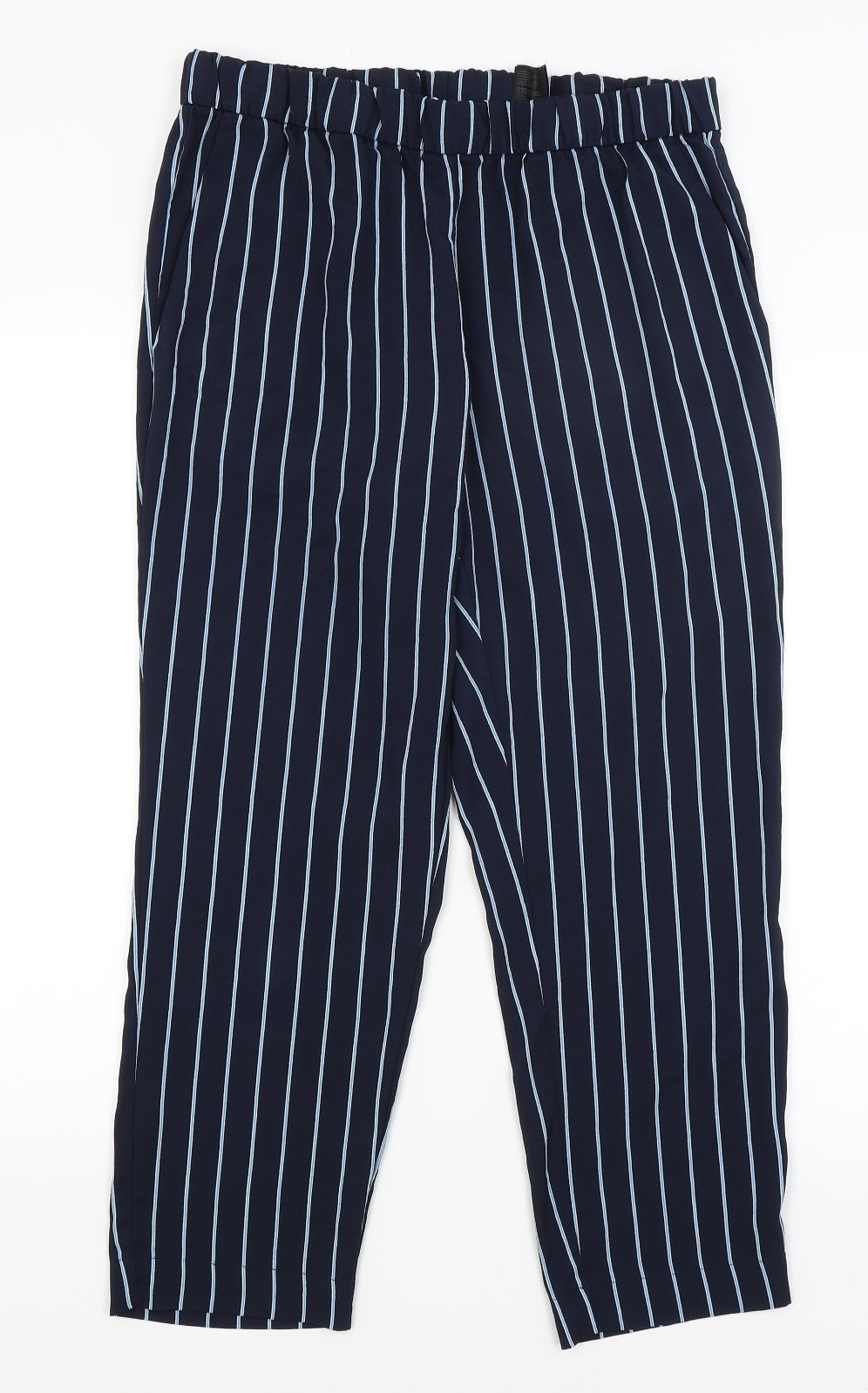 H&M Womens Blue Striped  Trousers  Size 14 L25 in