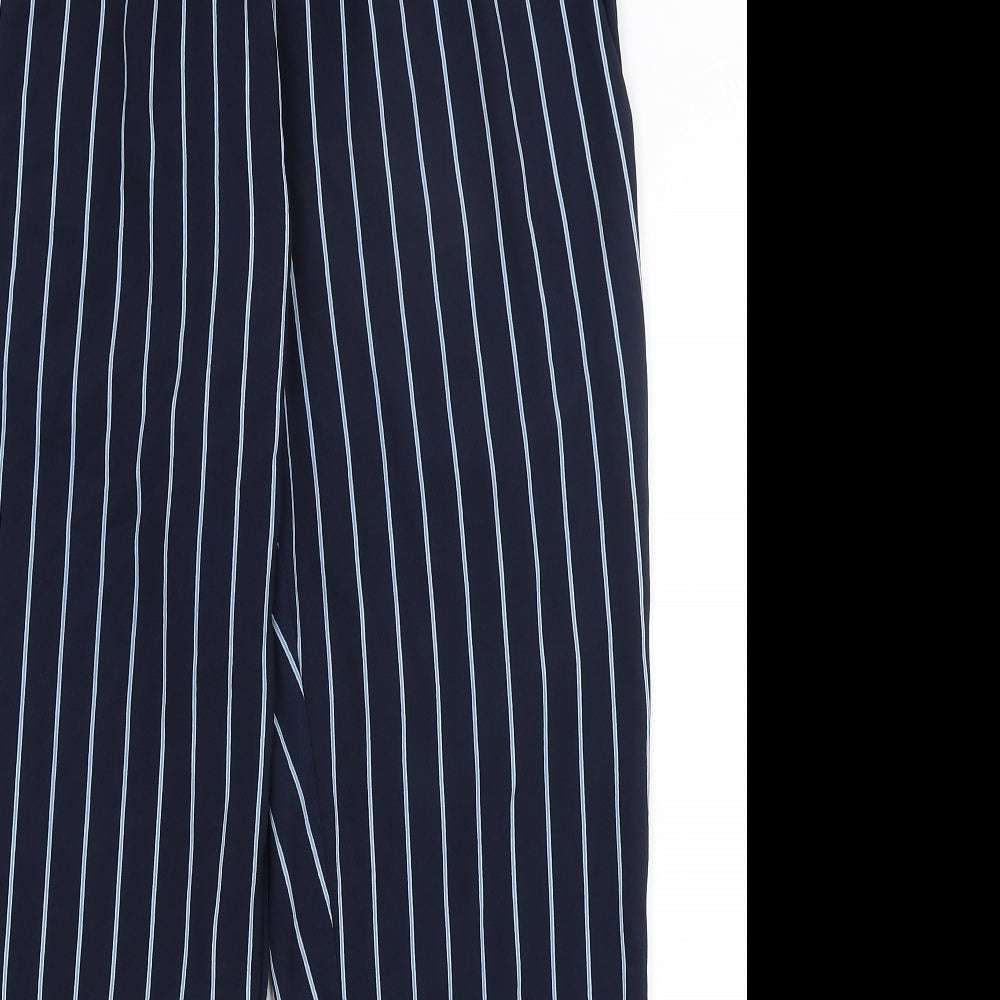 H&M Womens Blue Striped  Trousers  Size 14 L25 in