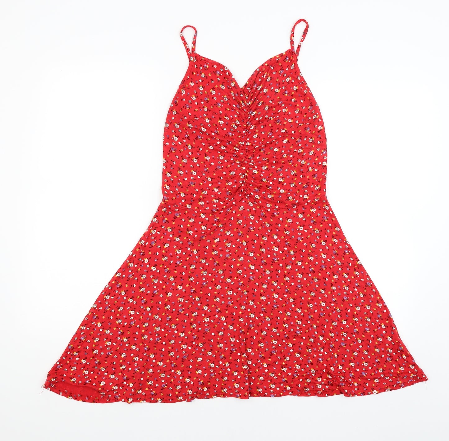 Boohoo Womens Red Floral  Fit & Flare  Size 16