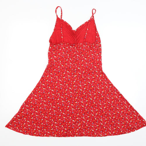 Boohoo Womens Red Floral  Fit & Flare  Size 16