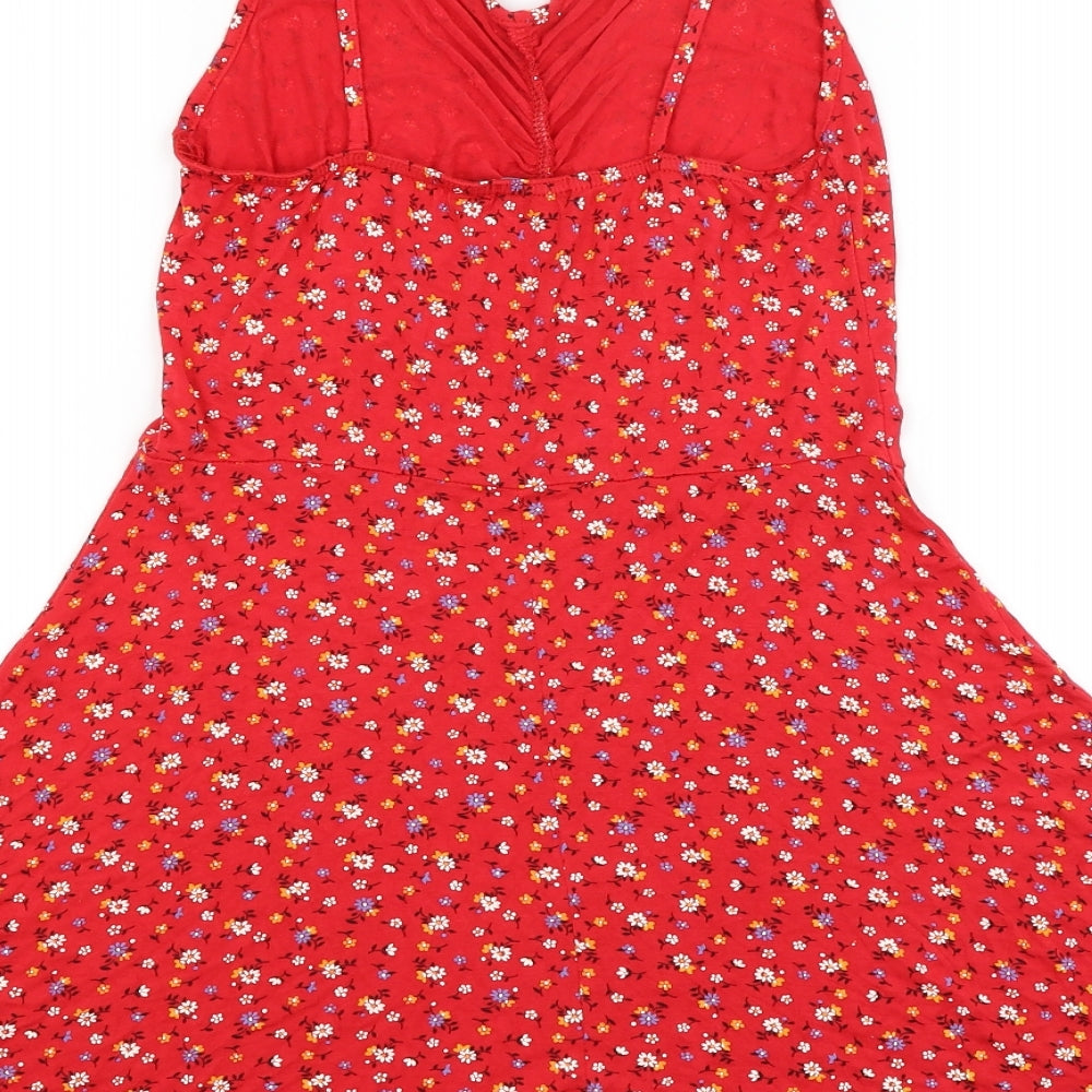 Boohoo Womens Red Floral  Fit & Flare  Size 16