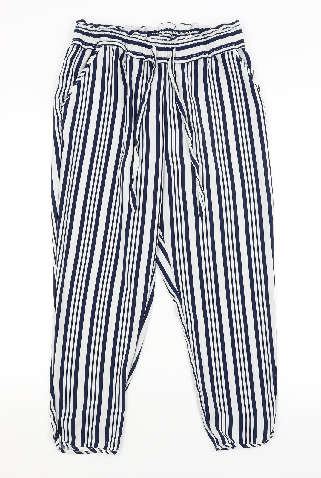 Zara Womens White Striped  Trousers  Size L L25 in