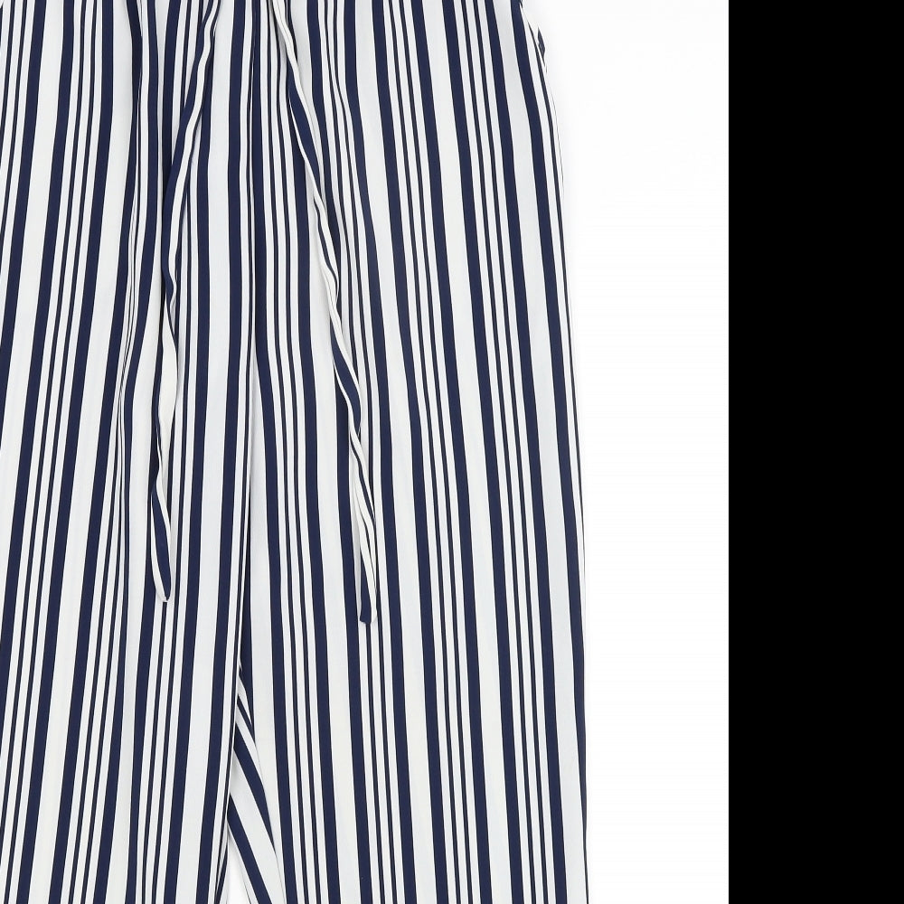 Zara Womens White Striped  Trousers  Size L L25 in