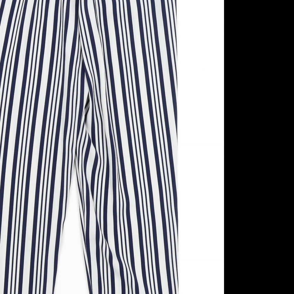 Zara Womens White Striped  Trousers  Size L L25 in