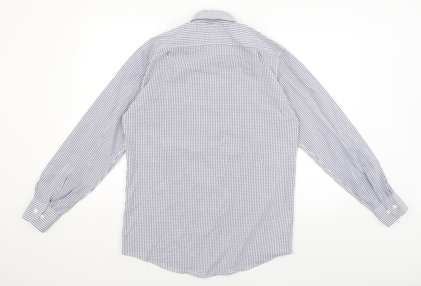 M&S Mens Blue Check   Dress Shirt Size 15