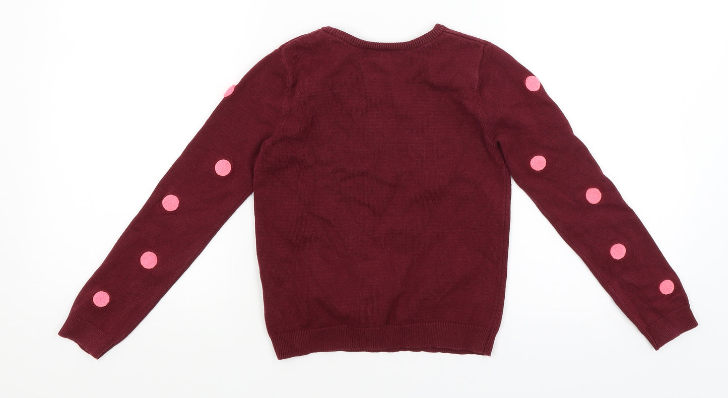 H&M Girls Red Spotted  Pullover Jumper Size 7-8 Years