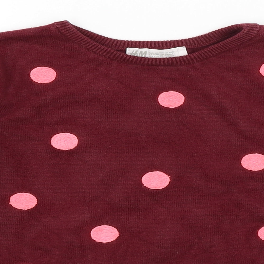 H&M Girls Red Spotted  Pullover Jumper Size 7-8 Years