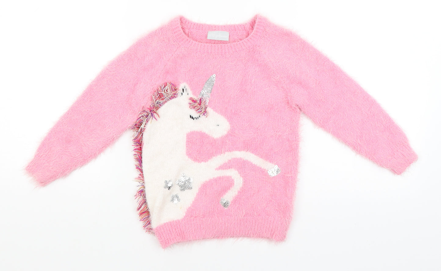 Matalan Girls Pink   Pullover Jumper Size 5 Years  - Unicorn
