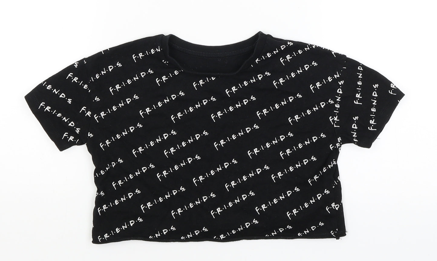 George Girls Black   Cropped T-Shirt Size 5-6 Years  - Friends