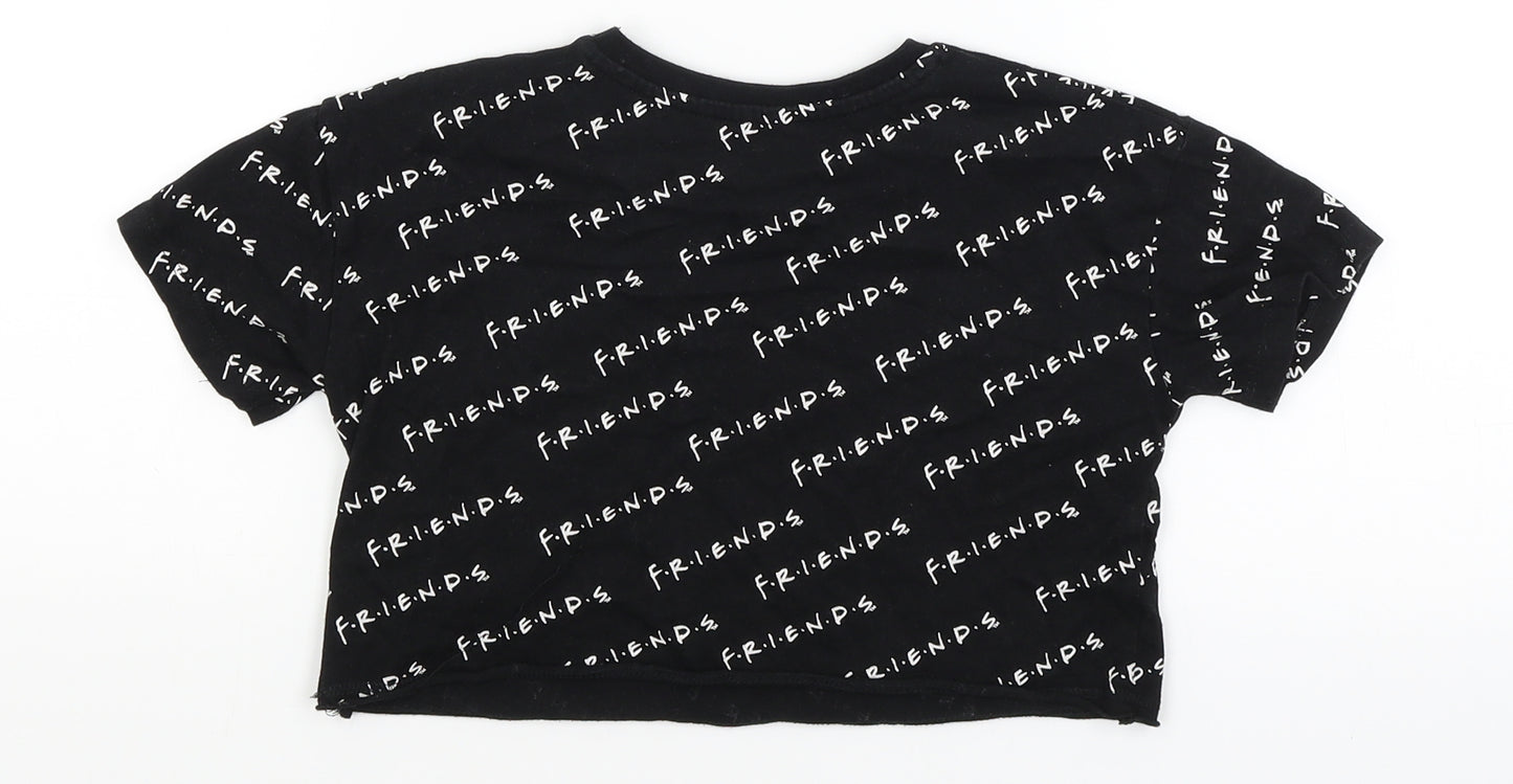 George Girls Black   Cropped T-Shirt Size 5-6 Years  - Friends
