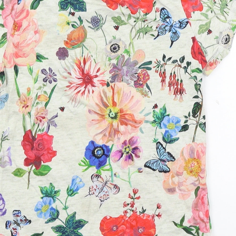 H&M Girls Grey Floral  Basic T-Shirt Size 3-4 Years