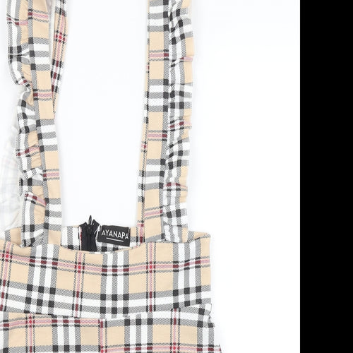 Ayanapa Womens Yellow Plaid  Dungaree One-Piece Size 10