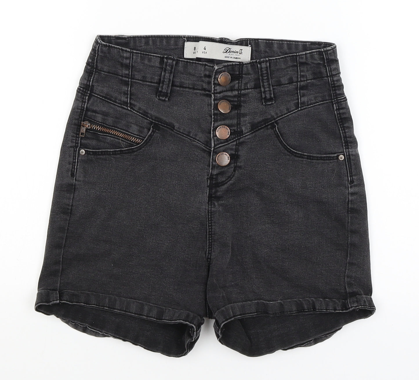 Denim Co Womens Black   Mom Shorts Size 8