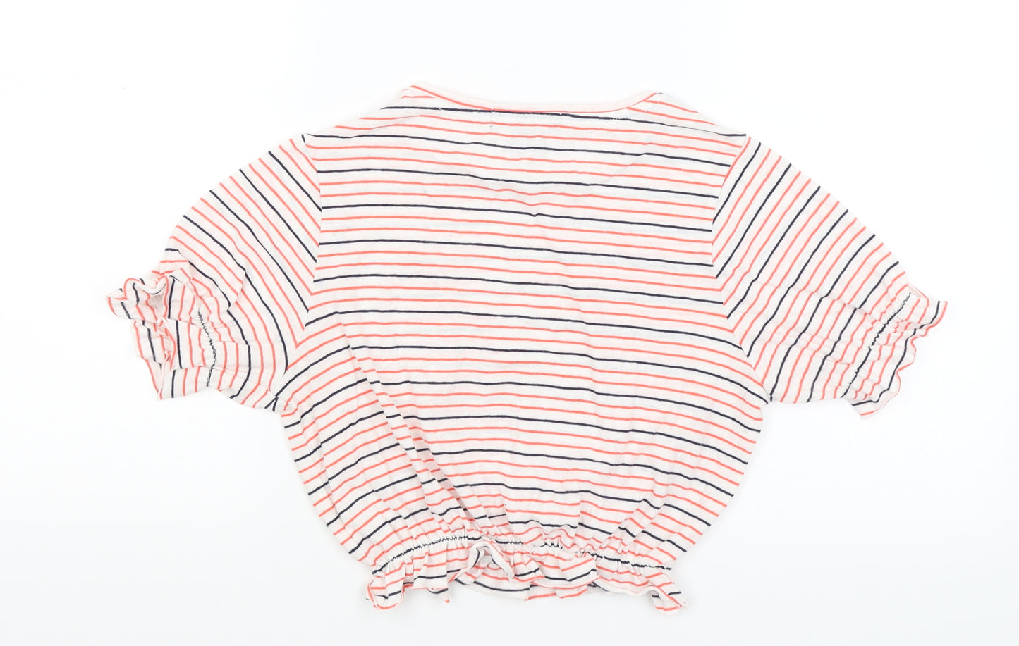 Primark Womens White Striped  Cropped T-Shirt Size 2XS