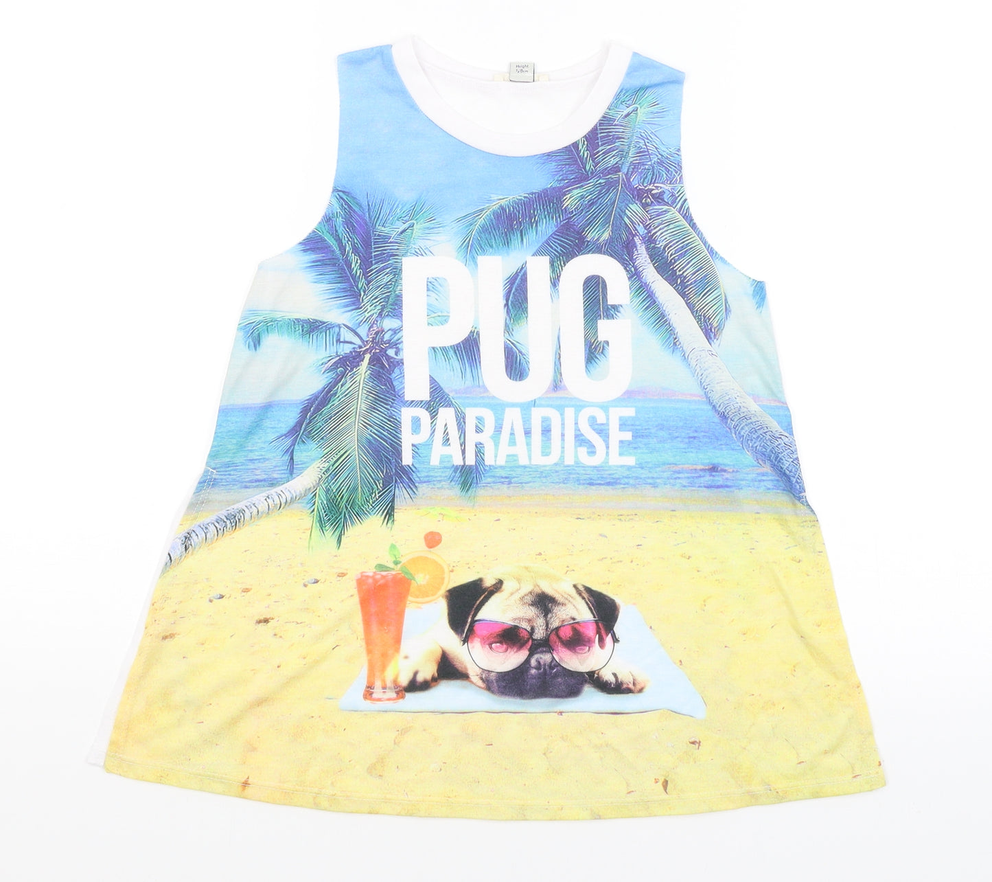 River Island Girls White   Basic Tank Size 7-8 Years  - Pug Paradise