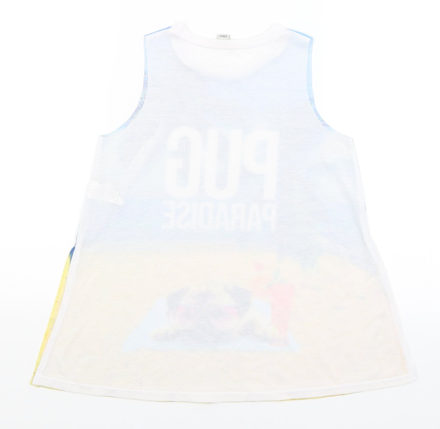 River Island Girls White   Basic Tank Size 7-8 Years  - Pug Paradise